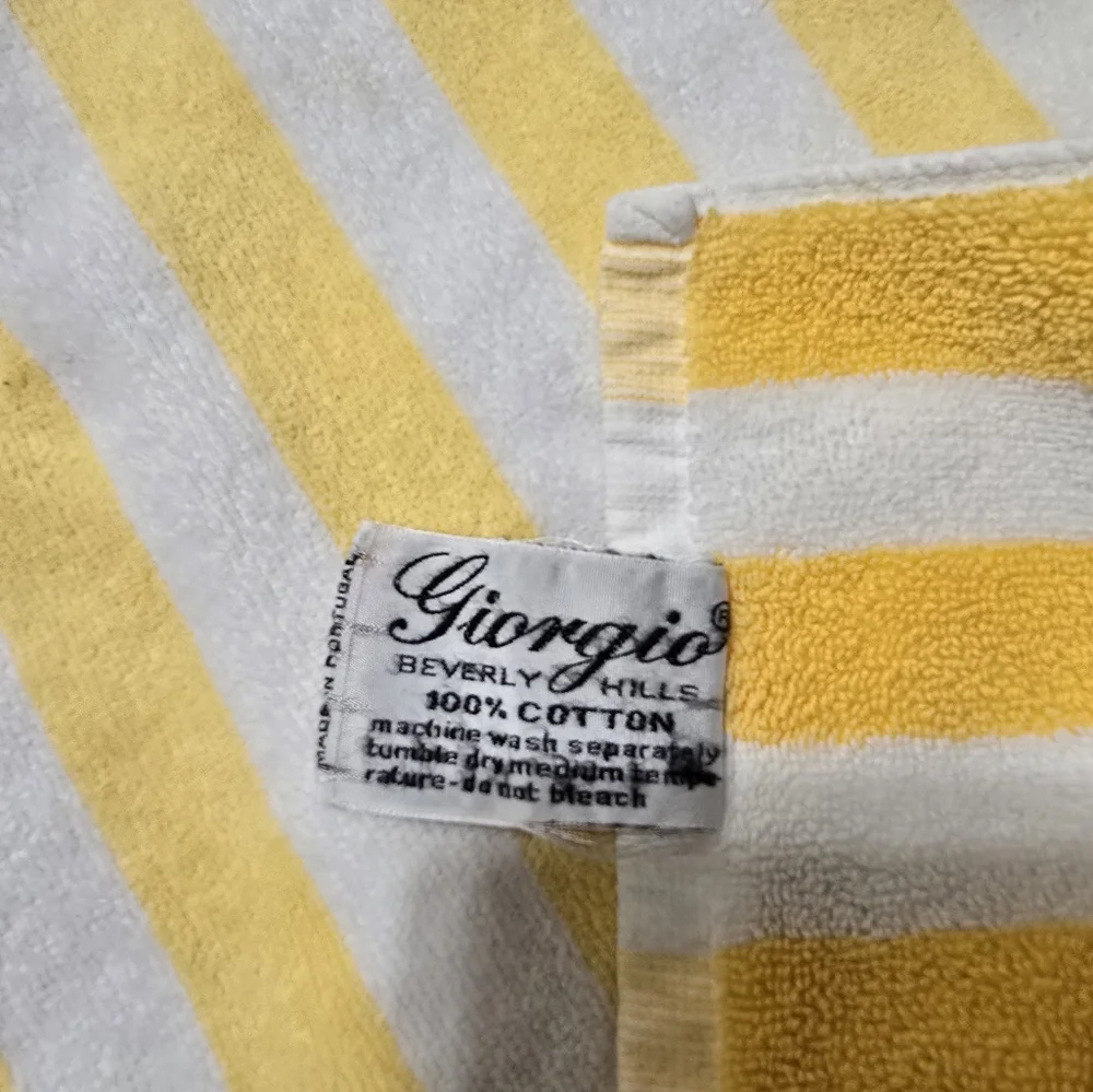 Vintage 80's Giorgio Beverly Hills Yellow Striped Beach Towel